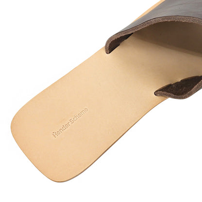 Hender Scheme エンダースキーマ 新品同様 カウレザー vachetta slide オールレザースライドサンダル メンズ ダークブラウン 5 ur-s-vac シューズ