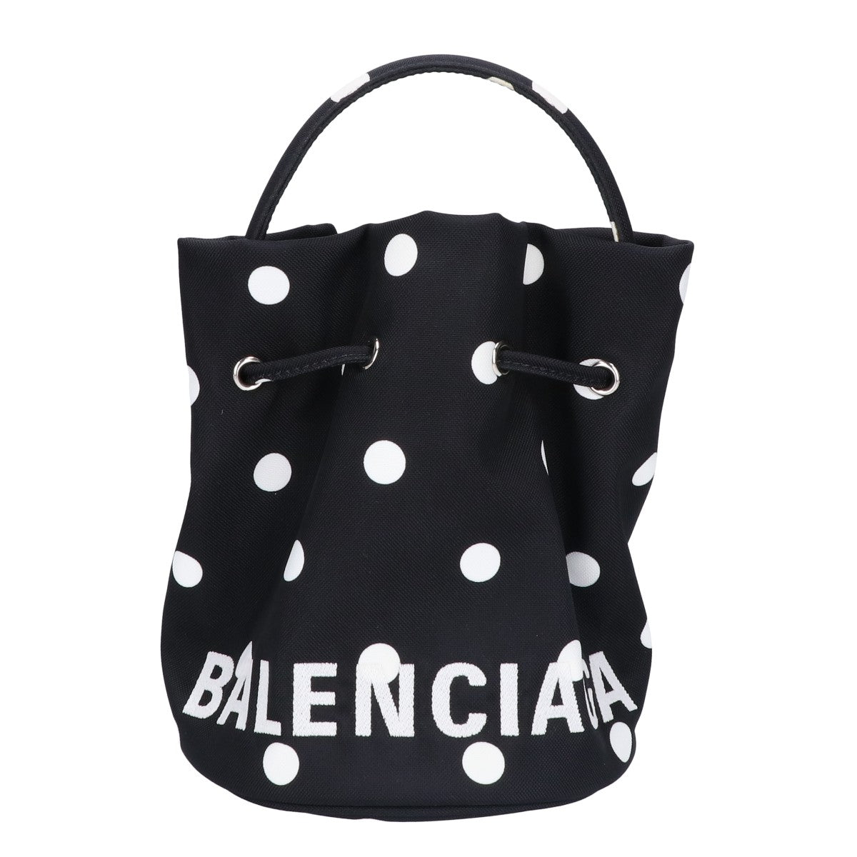 BALENCIAGA バレンシアガ 【美品】619458 WHEEL ウィール ドローストリング バケットXS ドット 2WAY ショルダーバッグ