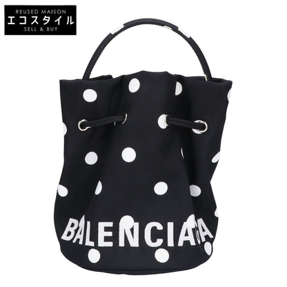 BALENCIAGA バレンシアガ 【美品】619458 WHEEL ウィール ドローストリング バケットXS ドット 2WAY ショルダーバッグ