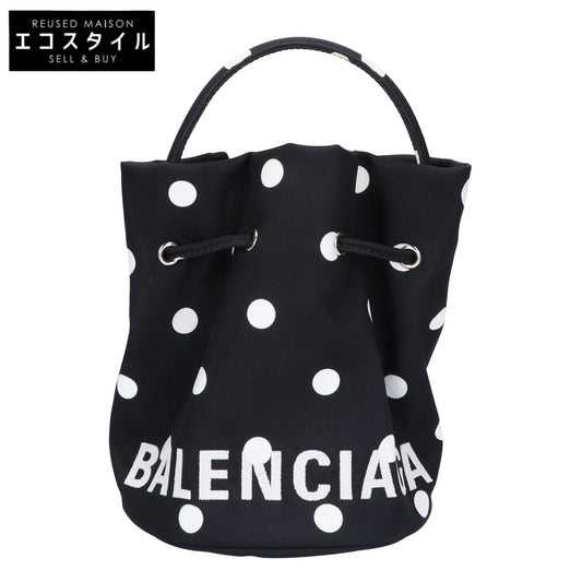 BALENCIAGA バレンシアガ 【美品】619458 WHEEL ウィール ドローストリング バケットXS ドット 2WAY ショルダーバッグ