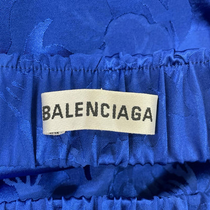 BALENCIAGA バレンシアガ 625534 20年製 ブルー フラワー柄 アシンメトリーロングスカート スカート