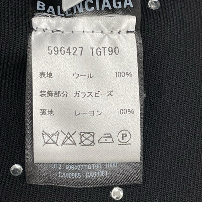 BALENCIAGA バレンシアガ 596427 19年製 ブラック ラインストーン Aラインフレアスカート スカート