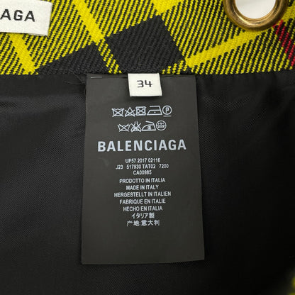 BALENCIAGA バレンシアガ 517985　イエロー ウール タータンチェックミディアムスカート スカート