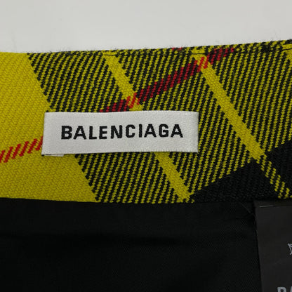 BALENCIAGA バレンシアガ 517985　イエロー ウール タータンチェックミディアムスカート スカート
