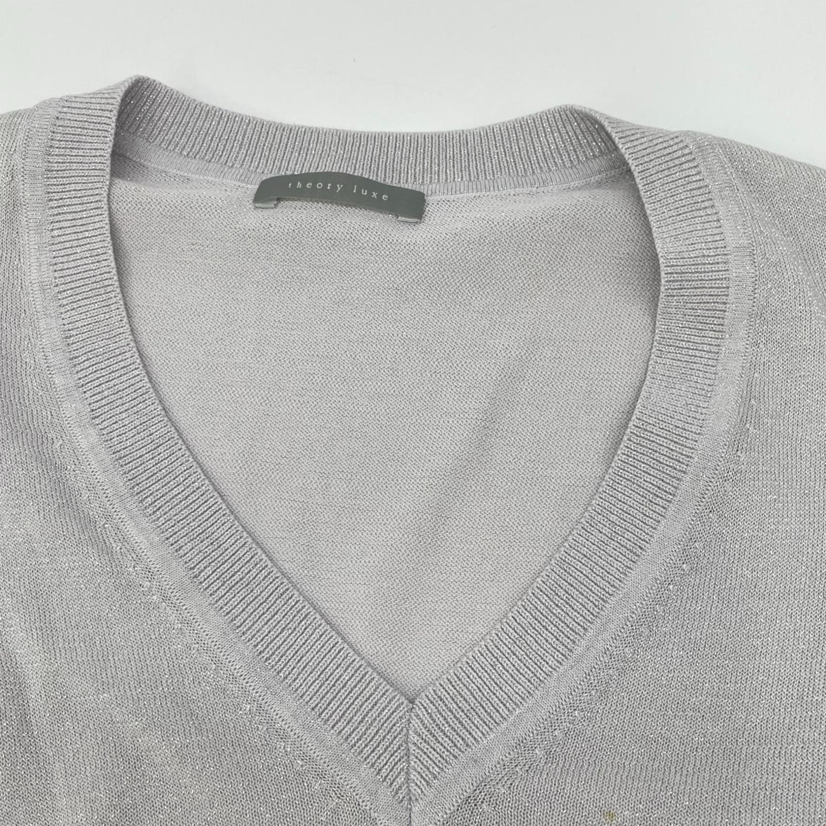 theory luxe セオリーリュクス 25SS グレー Vネック ラメニットトップス トップス