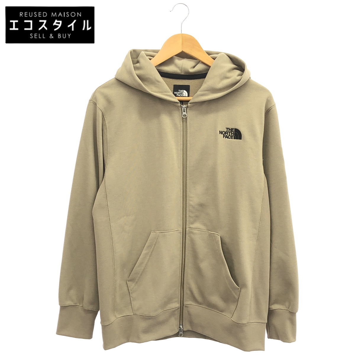 THE NORTH FACE ノースフェイス NT12037 ツイルベージュ スクエアロゴ フルジップパーカー トップス