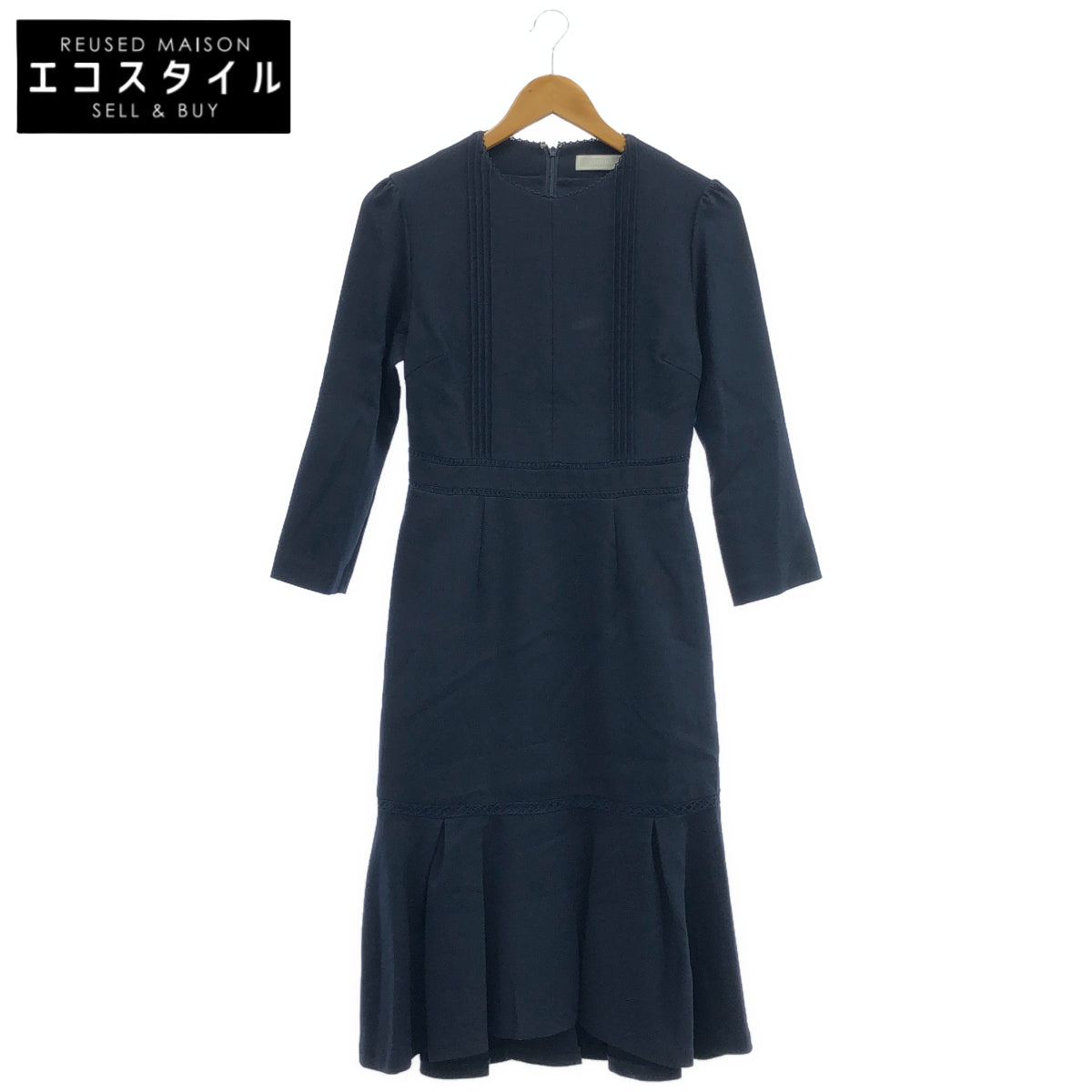 CELFORD セルフォード CWF0184118 ネイビー バックジップ レース切替 ロングワンピース トップス