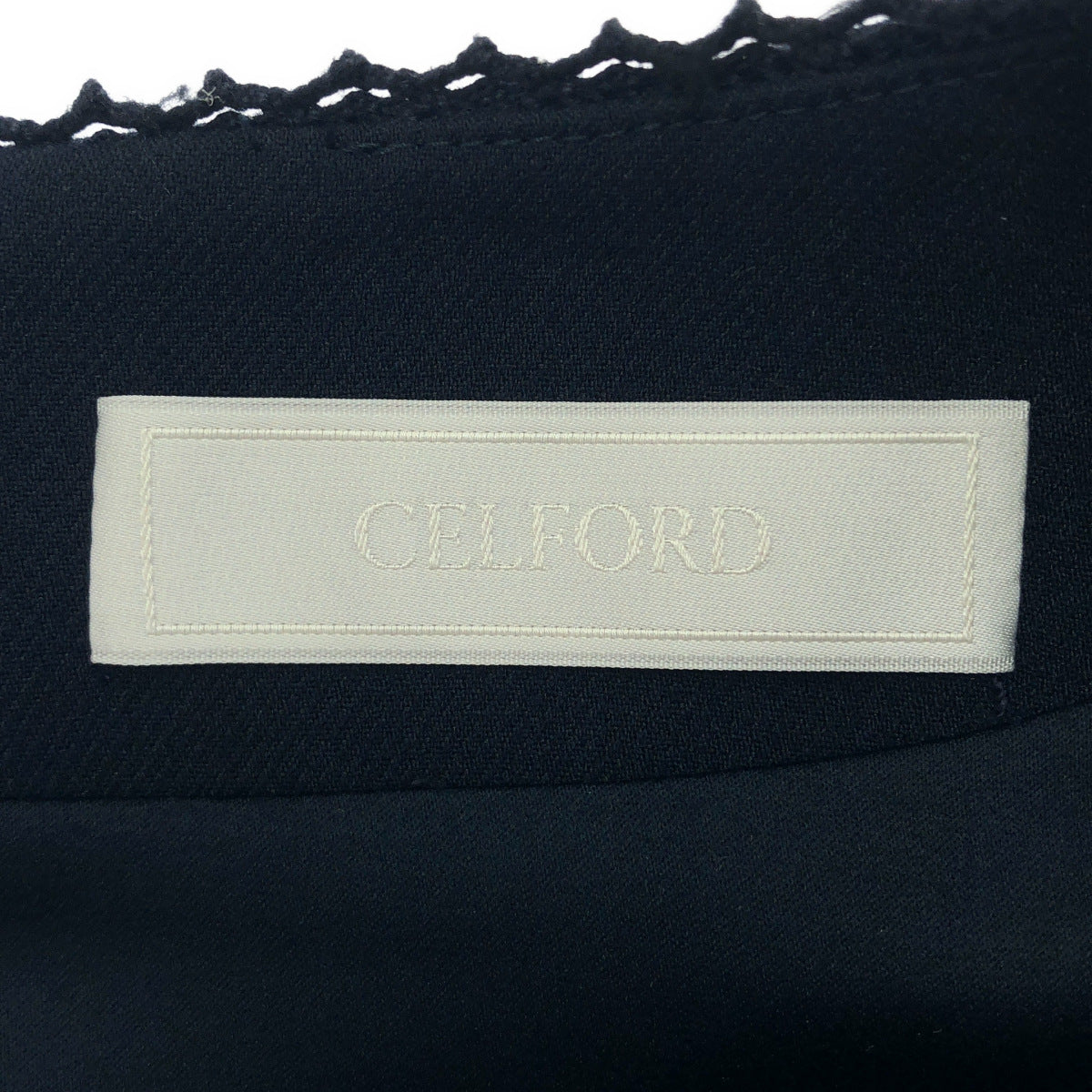 CELFORD セルフォード CWF0184118 ネイビー バックジップ レース切替 ロングワンピース トップス
