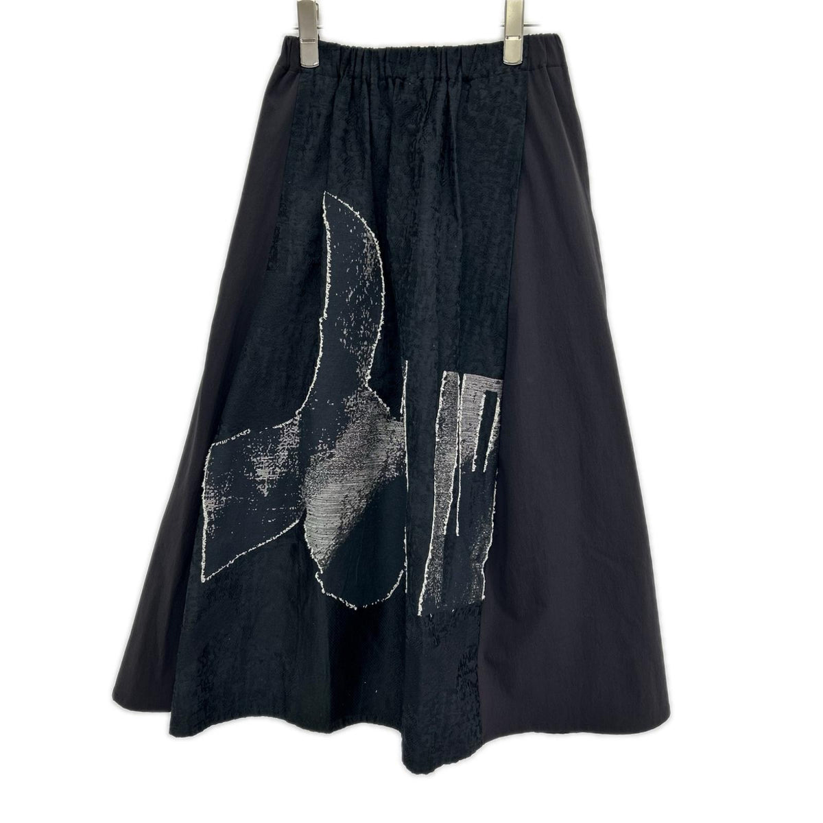 m mefu メフウ（芽風） 12225027 ブラック ジャガード×ナイロン 切替スカート スカート
