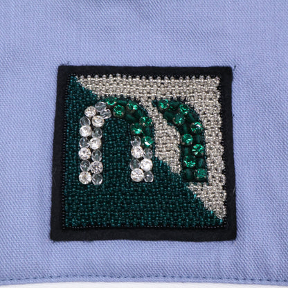 MIUMIU ミュウミュウ 【新品同様/国内正規】MAT45 1Q3A 2018 Resort Patch Coveralls クリスタル/ビーズ/刺繍 ワッペン オールインワン オーバーオール オールインワン