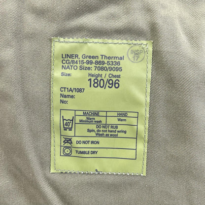 MILITARY ミリタリー 【DCTA】グリーン イギリス軍 Liner Green Tharmal フリース ジャケット ジャケット