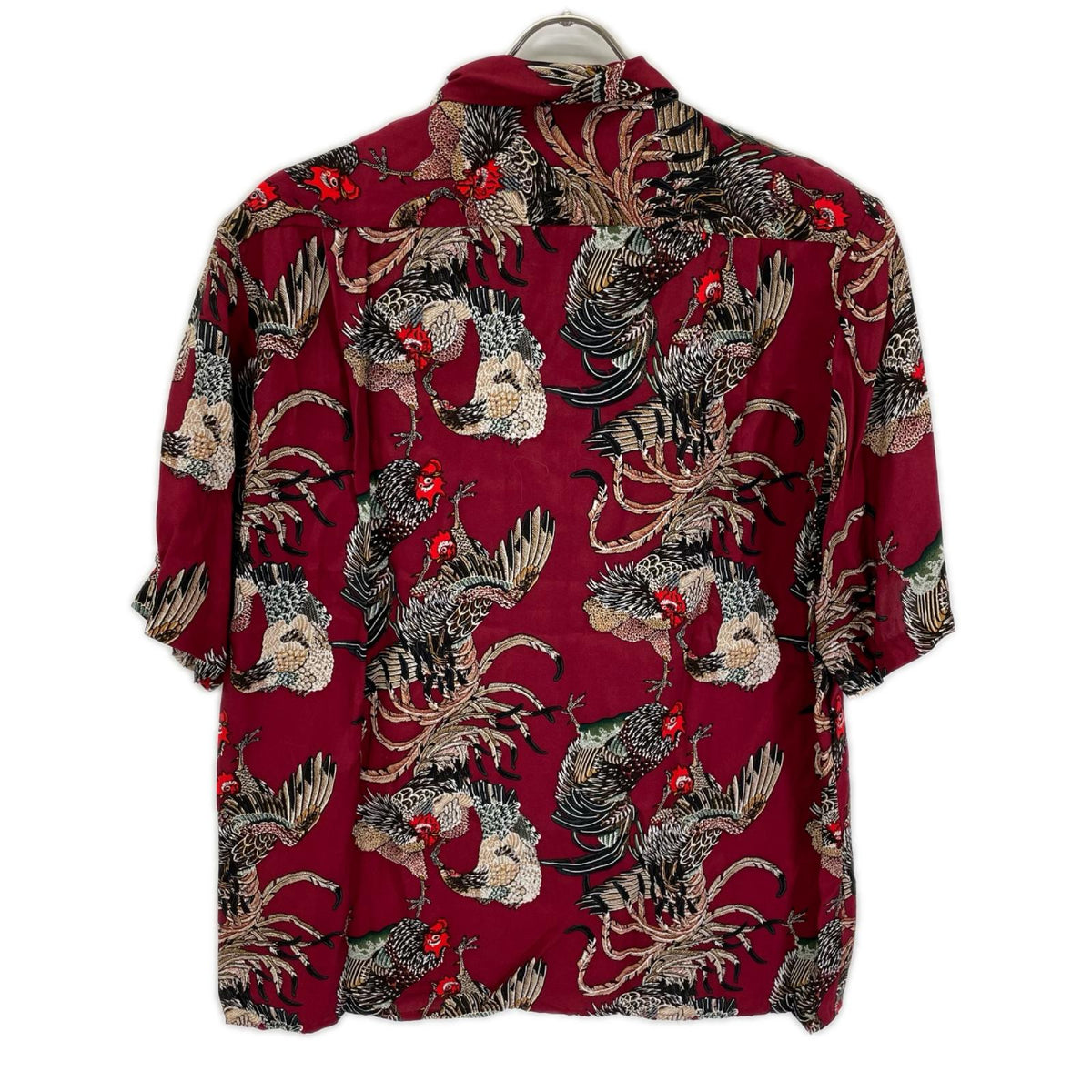 NIPOALOHA ニポアロハ N25-RSH01 レッド 伊藤若冲 GAME COCK/軍鶏 ショートスリーブシャツ トップス