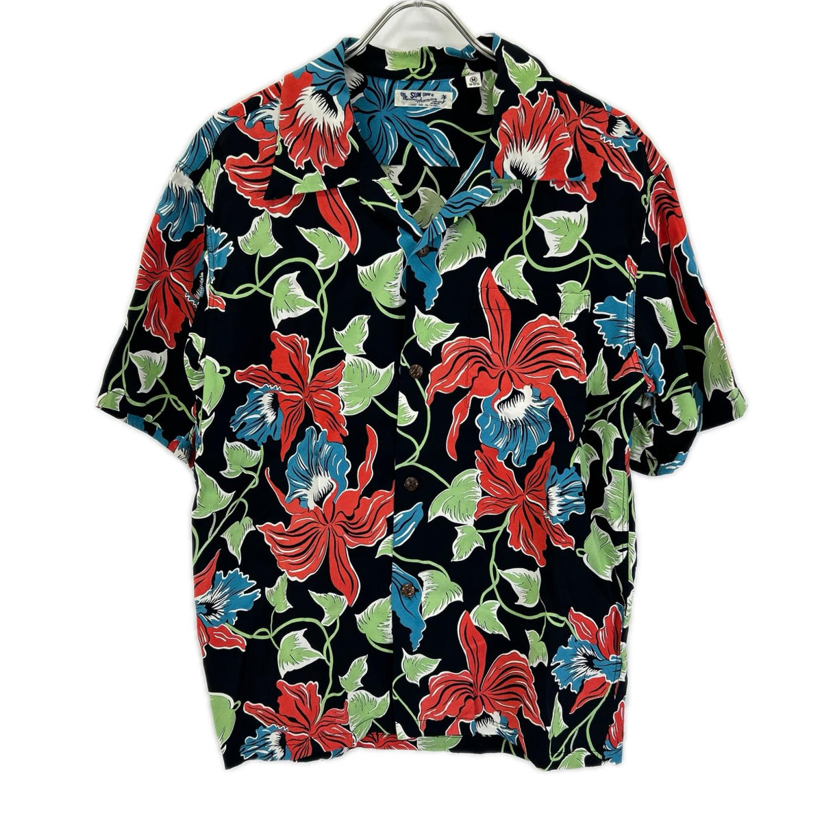SUN SURF サンサーフ SS39217 ブラック CATTLEYA ORCHID/カトレアオーキッド アロハシャツ トップス