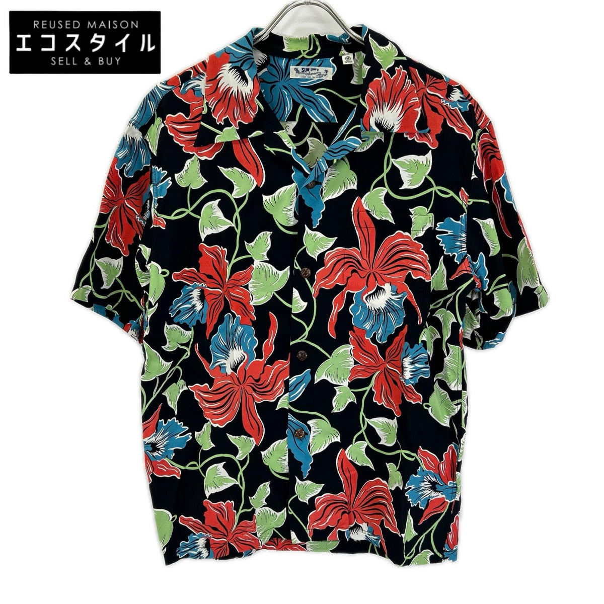 SUN SURF サンサーフ SS39217 ブラック CATTLEYA ORCHID/カトレアオーキッド アロハシャツ トップス