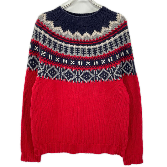MONCLER モンクレール 16年製 レッド ウール100 MAGLIONE TRICOT ノルディック柄ニット トップス