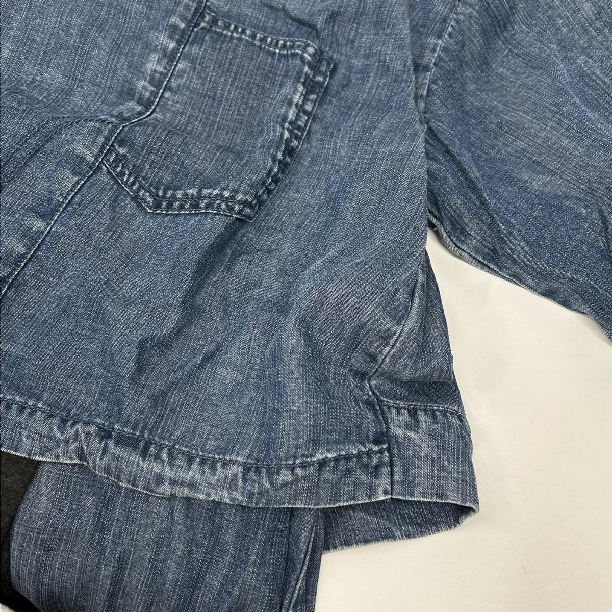 thirty three ブラック×インディゴ 接触冷感×テンセルデニム5分袖ワンピース ワンピース