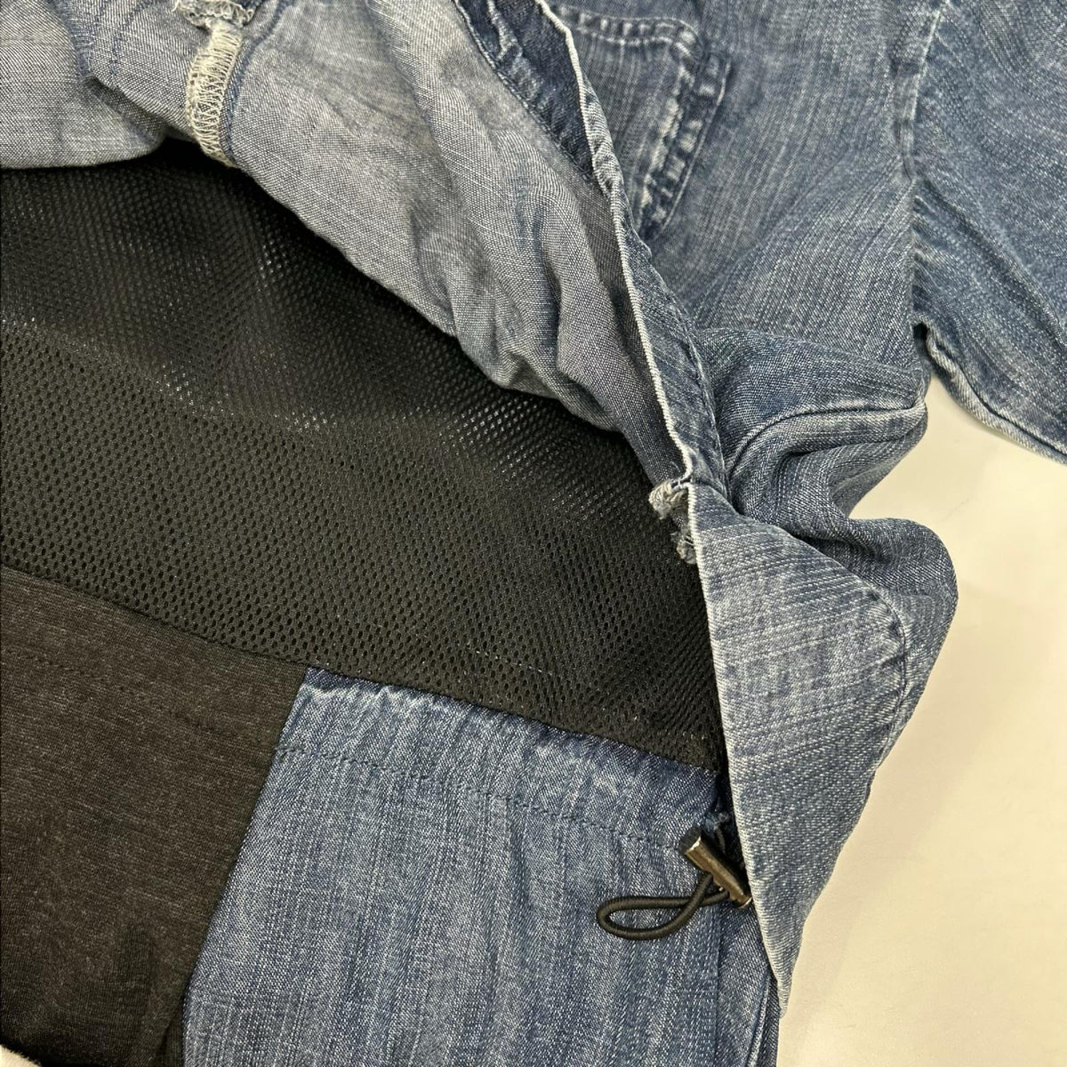 thirty three ブラック×インディゴ 接触冷感×テンセルデニム5分袖ワンピース ワンピース
