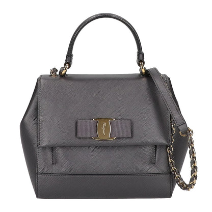 SalvatoreFerragamo サルバトーレフェラガモ 【新品同様】EZ-21 F570 ヴァラリボン サフィアーノ 2WAYショルダー ハンドバッグ