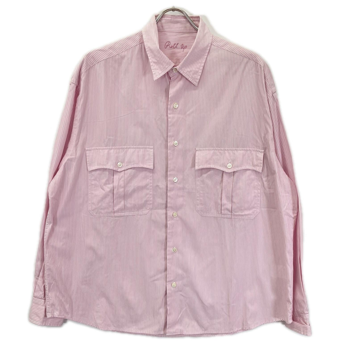 Porter Classic ポータークラシック サクラ/ピンク コットン ROLL UP STRIPE SHIRT ストライプ ロールアップ ボタンシャツ トップス