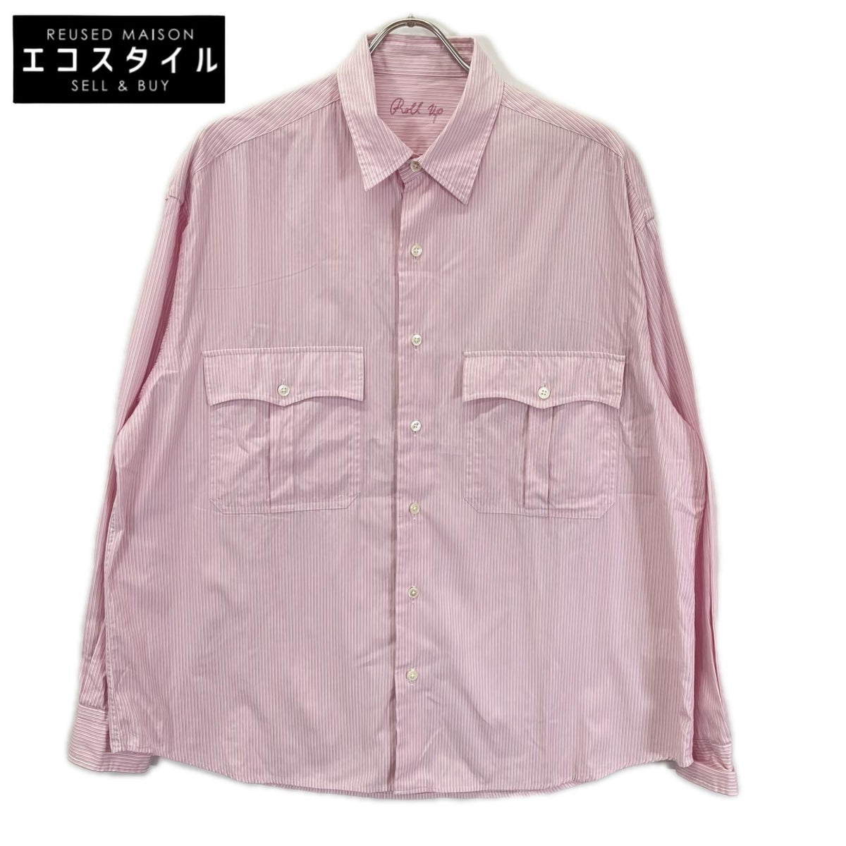 Porter Classic ポータークラシック サクラ/ピンク コットン ROLL UP STRIPE SHIRT ストライプ ロールアップ ボタンシャツ トップス