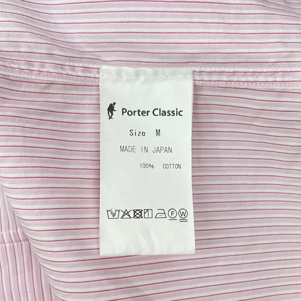 Porter Classic ポータークラシック サクラ/ピンク コットン ROLL UP STRIPE SHIRT ストライプ ロールアップ ボタンシャツ トップス
