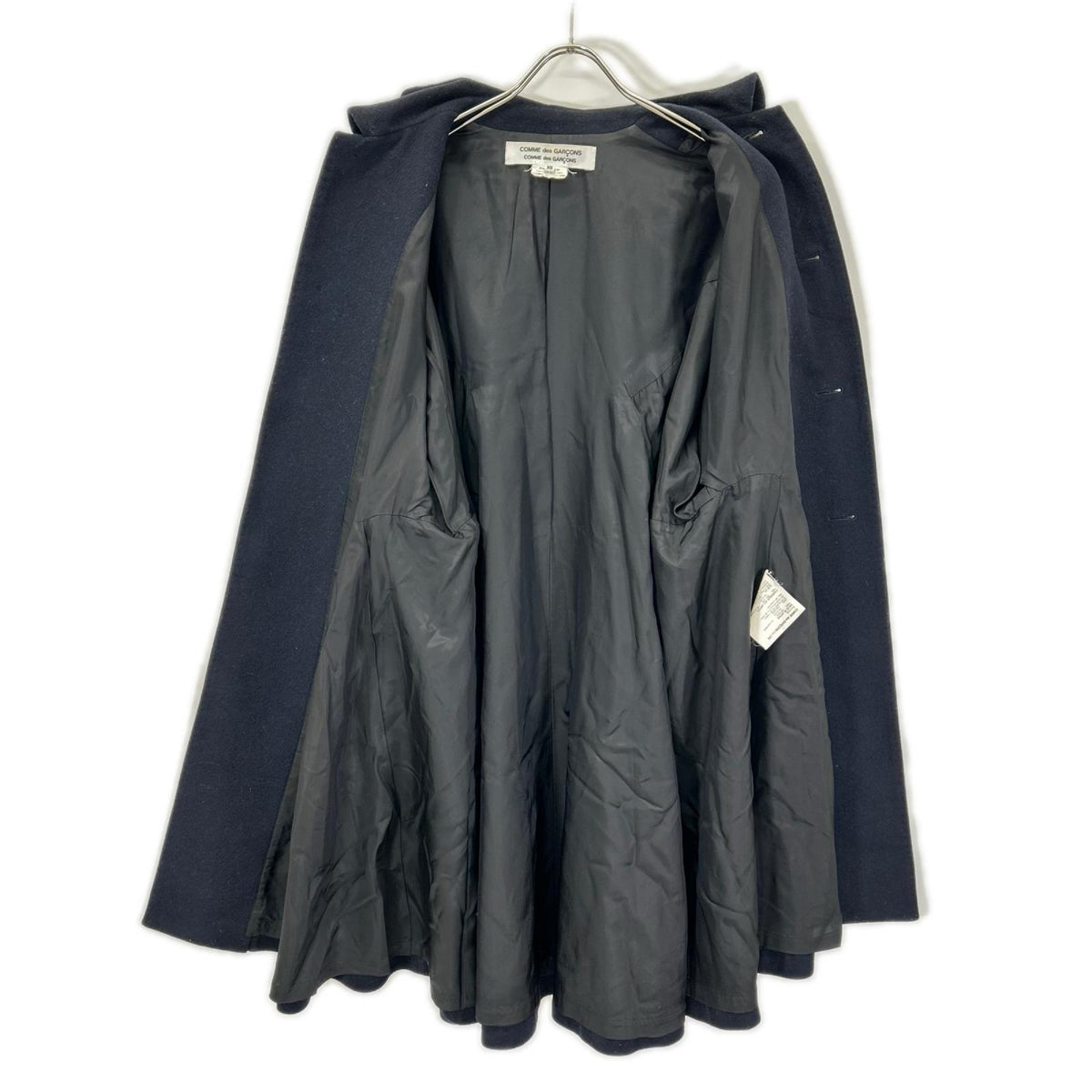 COMMEdesGARCONS COMMEdesGARCONS コムデギャルソンコムデギャルソン（コムコム） 14AW RN-C006 ネイビー カシミヤ混ウール 丸襟ドロップショルダーフレアコート コート