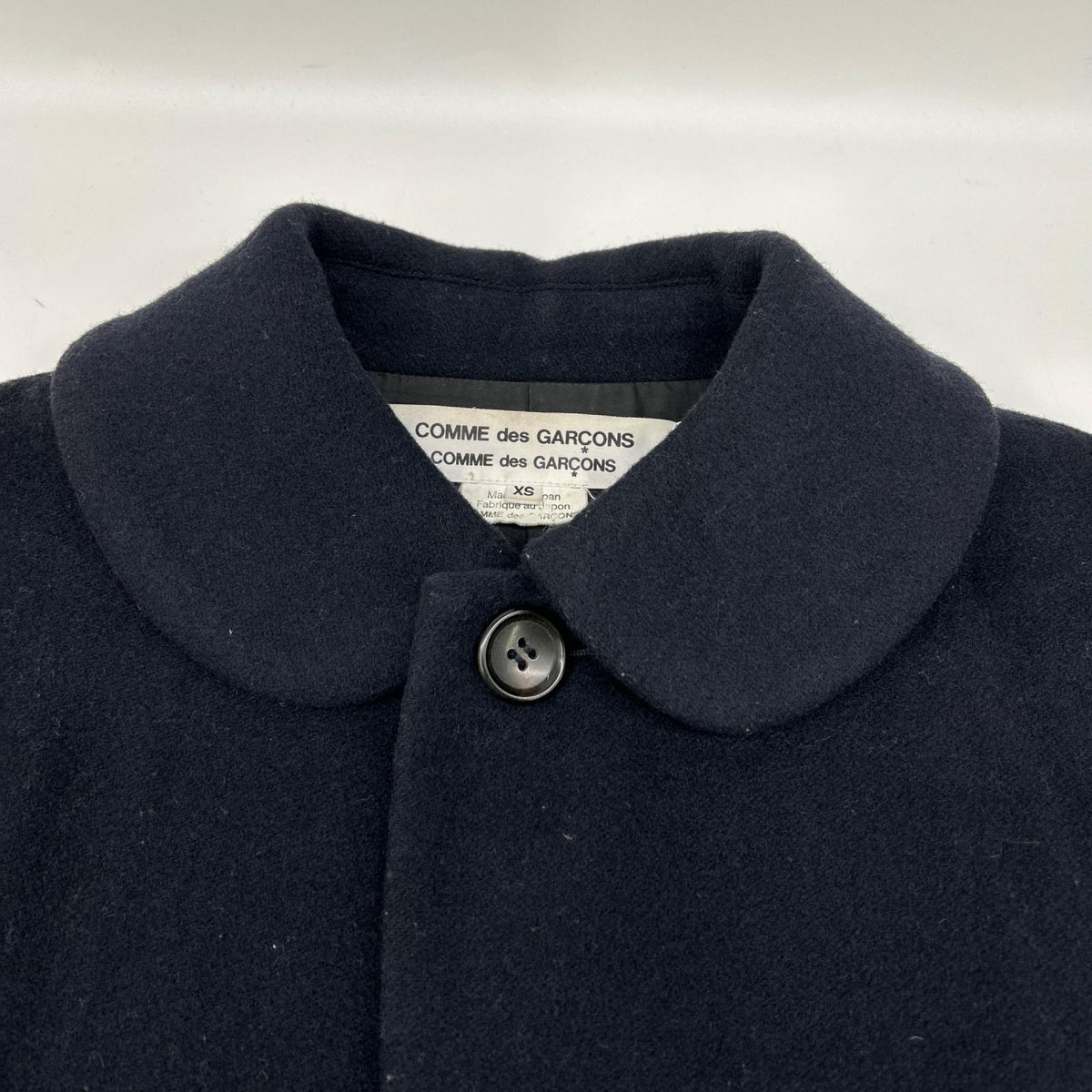 COMMEdesGARCONS COMMEdesGARCONS コムデギャルソンコムデギャルソン（コムコム） 14AW RN-C006 ネイビー カシミヤ混ウール 丸襟ドロップショルダーフレアコート コート