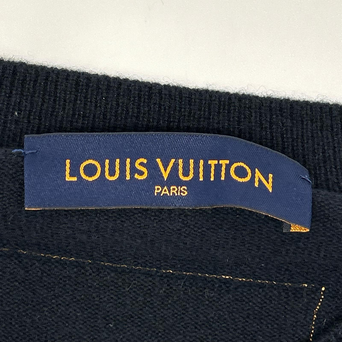 LOUIS VUITTON ルイヴィトン RM221Q JZE HMN40W 22SS ダークネイビー カシミヤシルク LV エンボスロゴ インサイドアウト クルーネックニット トップス