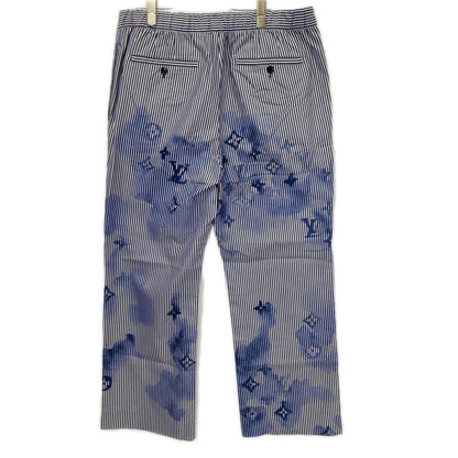 LOUIS VUITTON ルイヴィトン RM211V DA2 HLP03W 21SS ブルー コットン ストライプモノグラム パジャマパンツ ボトムス