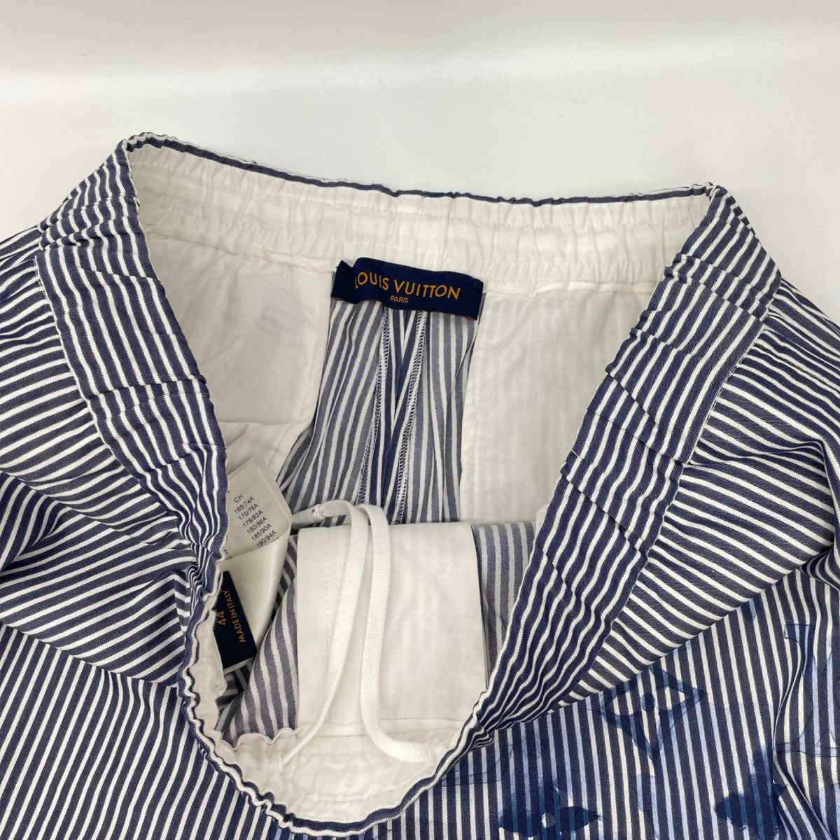 LOUIS VUITTON ルイヴィトン RM211V DA2 HLP03W 21SS ブルー コットン ストライプモノグラム パジャマパンツ ボトムス