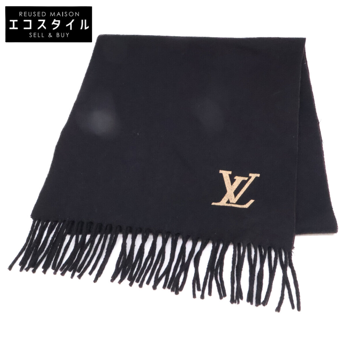 LOUIS VUITTON ルイヴィトン LVロゴ カシミヤ フリンジ マフラー