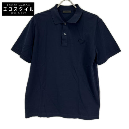 PRADA プラダ UJN444 23年 ネイビー 三角ロゴ 半袖ポロシャツ トップス