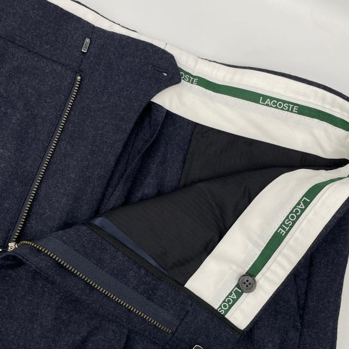 Lacoste ラコステ HH9227-10 ネイビー ストレートフィットフェルテッドウールプリーツパンツ ボトムス