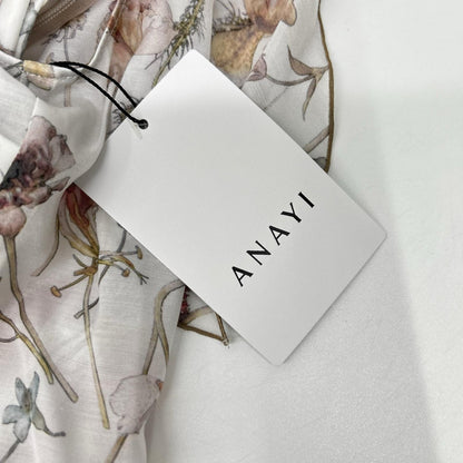 ANAYI アナイ 10242714010 ホワイト ポリエステル ボタニカルローンプリント ラッフルスリーブ ワンピース ワンピース