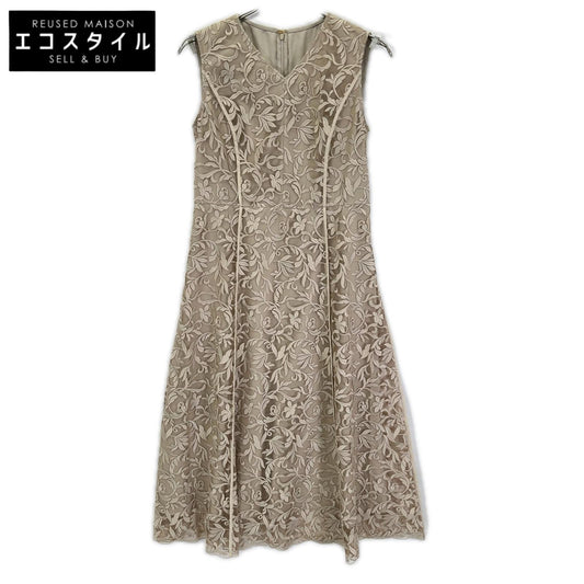 ANAYI アナイ 25SS 10251714120 ベージュ ポリエステル リーフフラワーチュールVネック ワンピース ワンピース