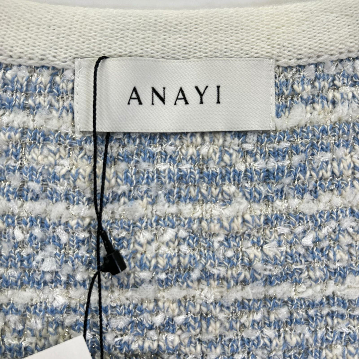 ANAYI アナイ 10231816350 ブルー コットン混 ノーカラー ラメツイードジャケット ジャケット
