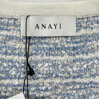 ANAYI アナイ 10231816350 ブルー コットン混 ノーカラー ラメツイードジャケット ジャケット