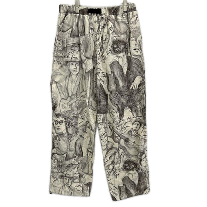 B-007-P04b アイボリー drawing print ドローイングプリントパンツ ボトムス