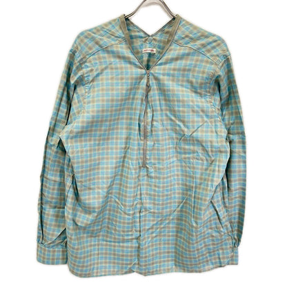 NICENESS ナイスネス 25SS NN-2402Y15 ブルーグレー HARPER/ハーパー オンブレチェック ハーフジップシャツ トップス