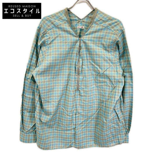 NICENESS ナイスネス 25SS NN-2402Y15 ブルーグレー HARPER/ハーパー オンブレチェック ハーフジップシャツ トップス