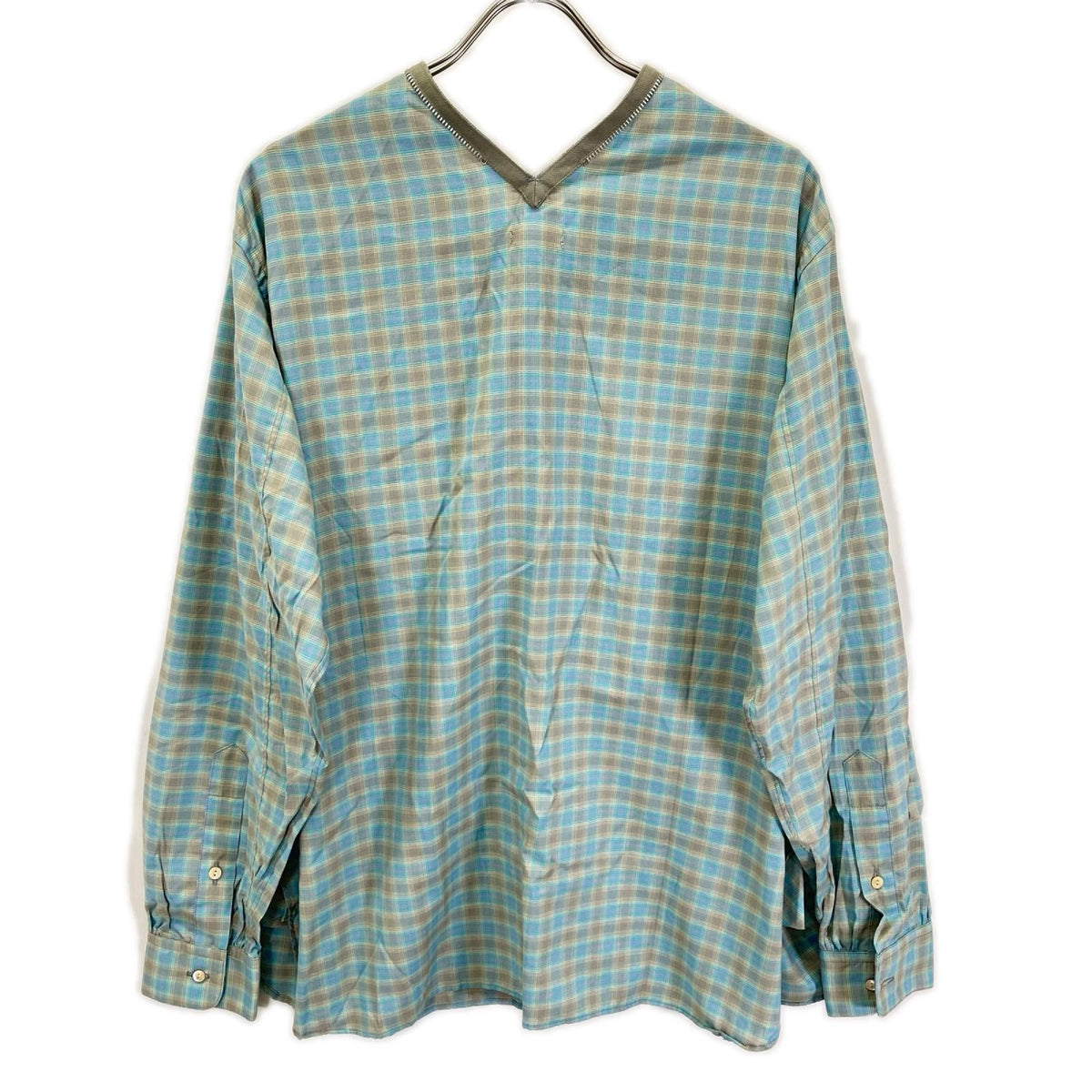 NICENESS ナイスネス 25SS NN-2402Y15 ブルーグレー HARPER/ハーパー オンブレチェック ハーフジップシャツ トップス