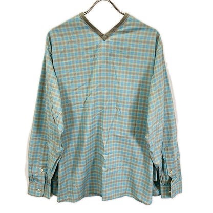 NICENESS ナイスネス 25SS NN-2402Y15 ブルーグレー HARPER/ハーパー オンブレチェック ハーフジップシャツ トップス