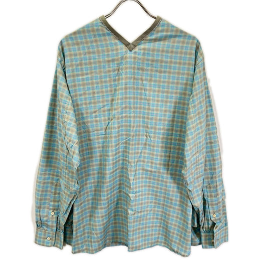 NICENESS ナイスネス 25SS NN-2402Y15 ブルーグレー HARPER/ハーパー オンブレチェック ハーフジップシャツ トップス