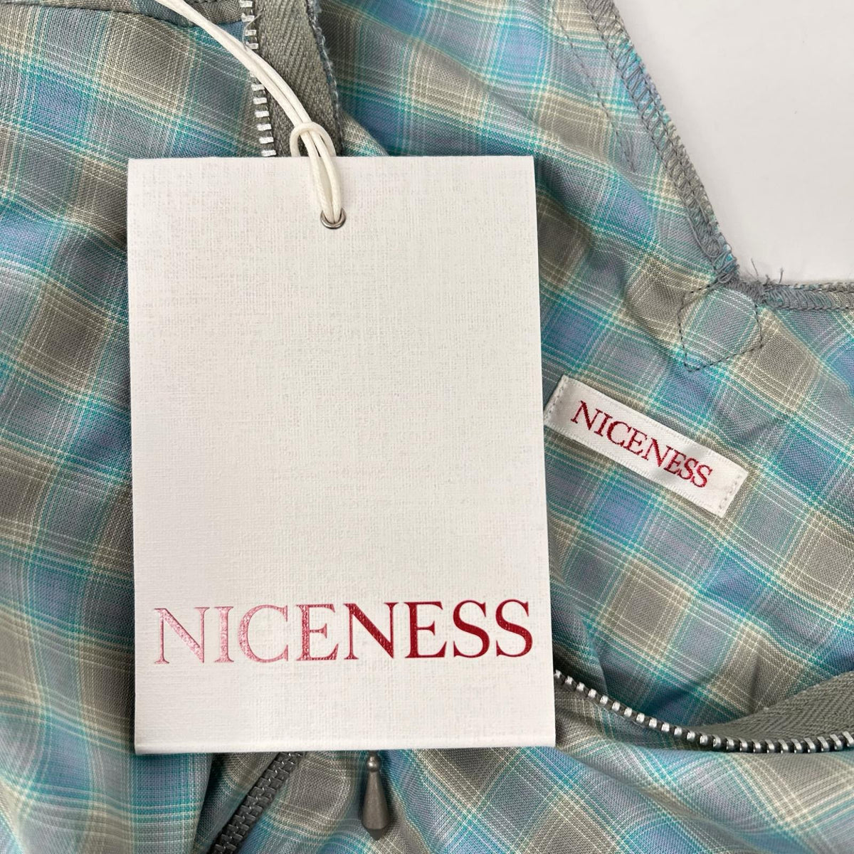 NICENESS ナイスネス 25SS NN-2402Y15 ブルーグレー HARPER/ハーパー オンブレチェック ハーフジップシャツ トップス
