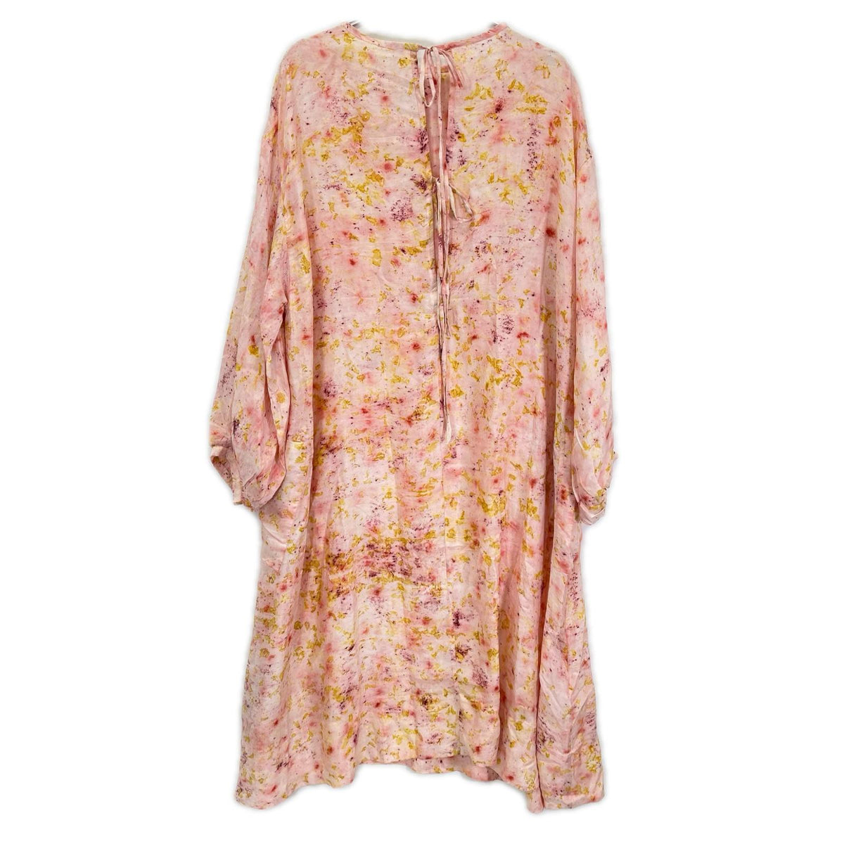 ピンク フラワーハンドプリント PHOOL SILK DRESS ワンピース