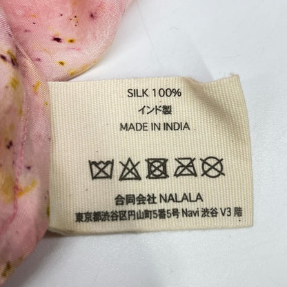 ピンク フラワーハンドプリント PHOOL SILK DRESS ワンピース