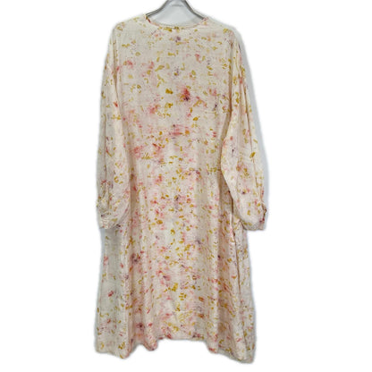 ライトピンク フラワーハンドプリント PHOOL SILK DRESS ワンピース