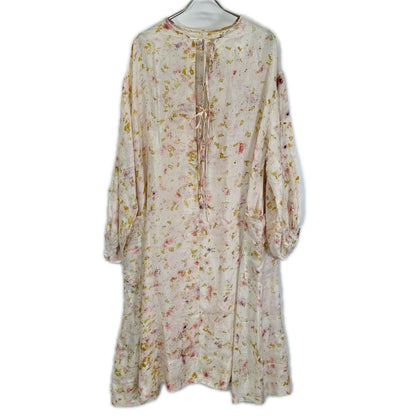 ライトピンク フラワーハンドプリント PHOOL SILK DRESS ワンピース
