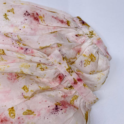 ライトピンク フラワーハンドプリント PHOOL SILK DRESS ワンピース
