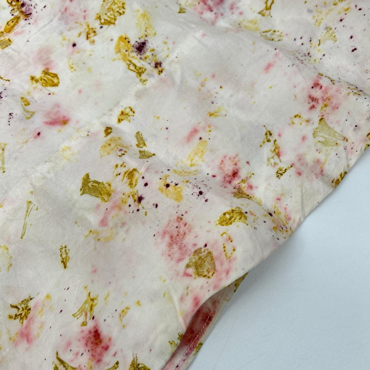 ライトピンク フラワーハンドプリント PHOOL SILK DRESS ワンピース